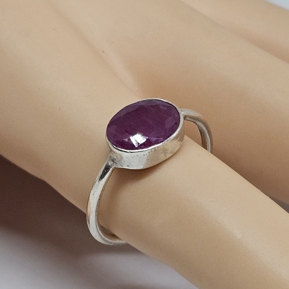 925 Sterling Silver - Natural Ruby Gemstone Ring Size 8.5 - Picture 6 of 14